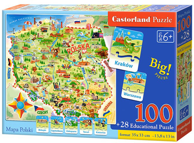 Puzzle Castor Edukacyjna Mapa Polski 35 x 33 cm 100 elementów (5904438000142)