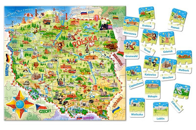 Puzzle Castor Edukacyjna Mapa Polski 35 x 33 cm 100 elementów (5904438000142)