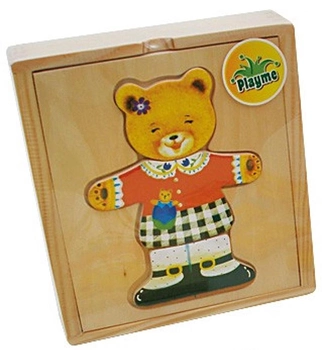 Puzzle figuralne Brimarex Wooden Teddy Bear Girl 13 x 13 cm 15 elementów (5907791509192)