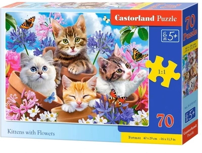 Puzzle Castor Kittens with Flowers 40 x 29 cm 70 elementów (5904438070107)