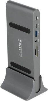 Stacja dokująca Delock 2xDisplayPort/HDMI/3xUSB3.2/RJ45 Ethernet/Audio/2xUSB-C Grey (4043619877720)