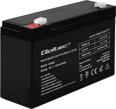 Akumulator Qoltec AGM 6V 12Ah max. 108A 53048 (5901878530482)