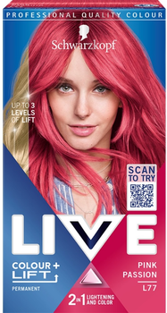 Farba do włosów Schwarzkopf Live Colour + Lift rozjaśniająca i koloryzująca L77 Pink Passion (9000101657357)