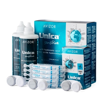 Unica Sensitive \ 350x2 мл + 100 мл \ Набір розчинів для лінз \ Avizor