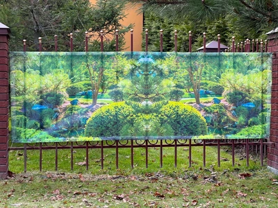 Фотосітка для декору паркану, фотопаркан "Зелений сад" 300х150 см