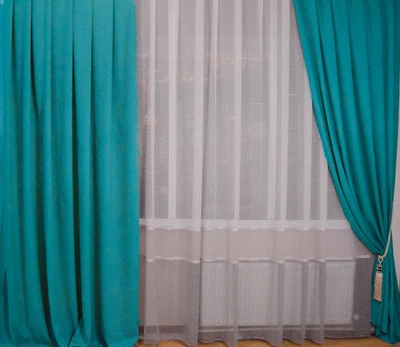 Штори мікровелюр Renas 1.5 м х 2.7 м бірюзові 2 шт