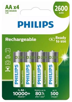Аккумулятор Philips Rechargeable Ni-MH AA 2600 мАч 4 шт. (R6B4B260/10)