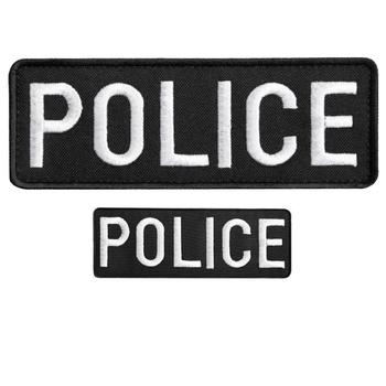 Набор шевронов 2 шт на липучке Police, Полиция 9х25 см и 4,5х12,5 см, вышитый патч нашивка (800029789) TM