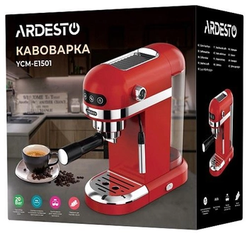 Кофеварка рожковая Ardesto YCM-E1501 1.4л молотый подогрев чашек 1350Вт красный