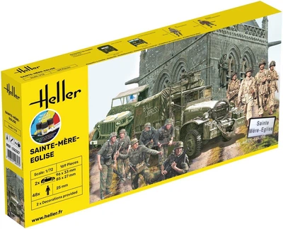 Сборная модель 1/72 фигуры и два авто Sainte-Mère-Eglise Стартовый набор Heller 52327