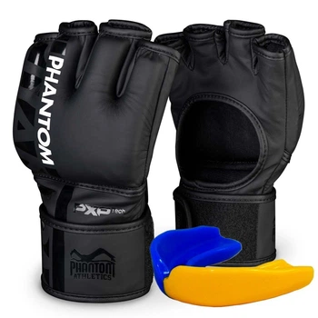 Перчатки для ММА L/XL Phantom APEX Black Искусственная кожа + капа в подарок PHMMAG2023-LXL PP-FF