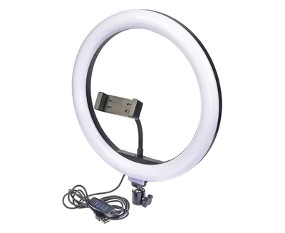 Кільцева LED лампа з утримувачем для телефону Чорний 12" 30 см (SH7711192)