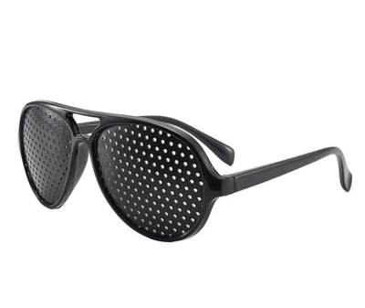 Перфорационные очки тренажеры Skatolly для коррекции зрения, круглые в пластиковой оправе, цв. черный (75639479)