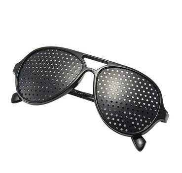 Перфораційні окуляри тренажери Skatolly для корекції зору, круглі у пластиковій оправі, кол. чорний (75639479)