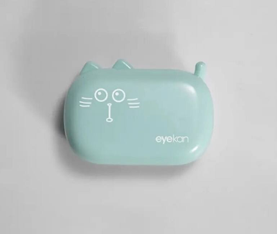 Мини контейнер для контактных линз eyekan Green Cat дорожный набор с зеркалом, зеленый (75807796)