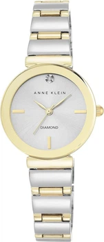 Часы круглые Anne Klein AK/2435SVTT, часы женские серебристые
