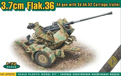 Збірна модель 1/72 німецька 37-мм зенітна гармата FlaK.36 на причепі Sd.Ah.52 ACE 72570