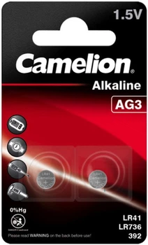 Батарейка Camelion AG3 Button cell BP2 2 шт. (C-12050203) (4260216454806)