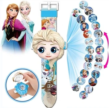 Часы наручные детские с 3d проектором "Эльза/Холодное сердце (Frozen)" голубой 1002-21