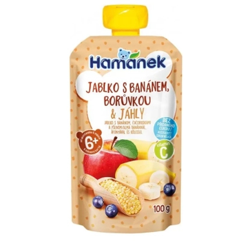 Детское пюре Hamanek из яблок, бананов, черники и пшена 100 г (1215916)