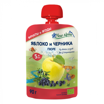 Дитяче пюре Fleur Alpine Яблуко Чорниця 90 г (5024688001130)
