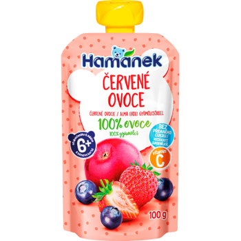 Дитяче пюре Hamanek з яблук, полуниці та чорниці 100 г (1215913)