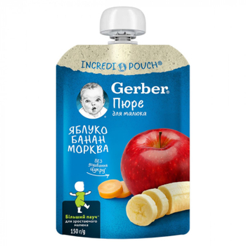Детское пюре Gerber Яблоко, банан, морковь 150 г (1227057)