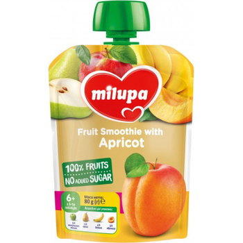 Дитяче пюре Milupa Яблуко, груша, банан та абрикос з 6 місяців 80 г (6438091403600)