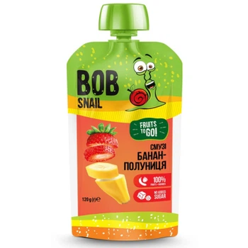 2шт, Детское пюре Bob Snail Улитка Боб Смузи Банан Клубника 120 г (4820219343387)