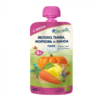 Дитяче пюре Fleur Alpine Яблуко Морква Гарбуз з Кіноа 120 г (5024688001215)