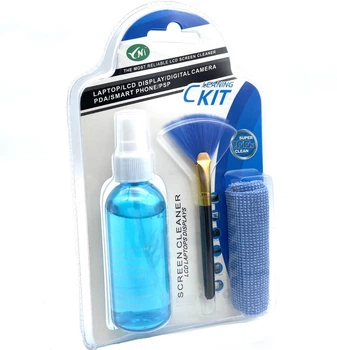 Набір для очищення дисплея монітора та офісної техніки Cleaning KIT (100 мл спрей, кисть, мікрофібра)