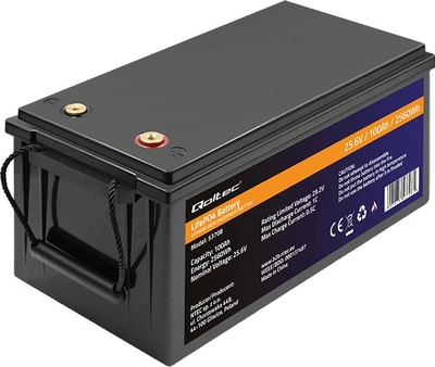 Akumulator Qoltec LiFePO4 Litowo-Żelazowo-Fosforanowy 25.6V 100Ah 2560Wh BMS 53708 (5901878537085)