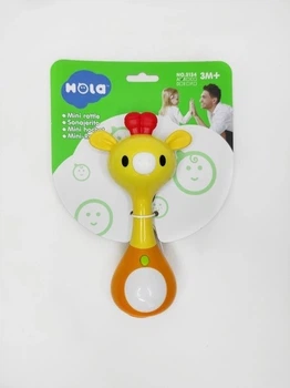 Погремушка Hola Toys 3134 грызунок мелодии звуки подсветка на листе 14 см × 5 см × 19 см желтая
