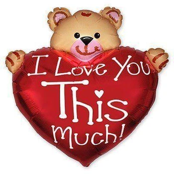Фольговані кулі міні-фігури "Серце з ведмедиком I love you"