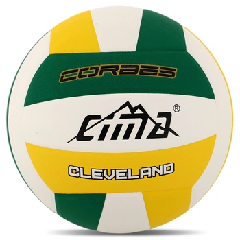 М'яч волейбольний клеєний PU CIMA VB-9021 CLEVELAND CORBES (PU, №5, 5 шарів, білий-жовтий-зелений)