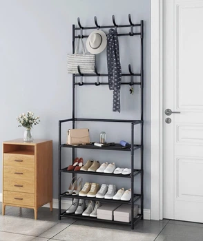 Напольная вешалка - стойка для одежды New Simple Floor Clothes Rack Size 60x29.5x151 см Черный