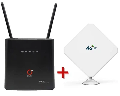 Универсальный стационарный 4G роутер WI-FI 3G/4G LTE OLAX AX9 PRO с аккумулятором 4000 мАч - Киевстар, Vodafone, Lifecell + Наружная панельная всенаправленная 3G/4G LTE антенна 2х9 dBi 700-2700