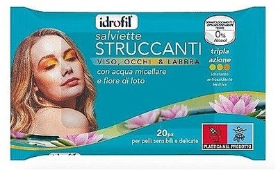 Салфетки для снятия макияжа "Мицеллярная вода и цветок лотоса", 20 шт - Idrofil Makeup Removing Wipes 20шт (1280092-139843)