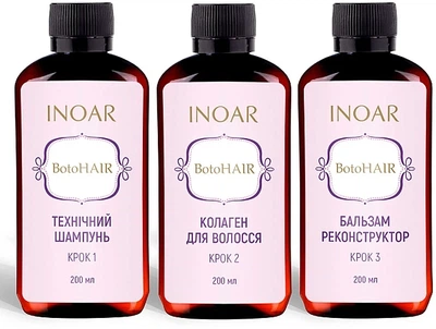 Набір "Ботокс для волосся" на 6 процедур - Inoar BotoHair (shmp/200ml + collagen/200ml + balm/200ml) Набір "Ботокс для волосся" на 6 процедур.