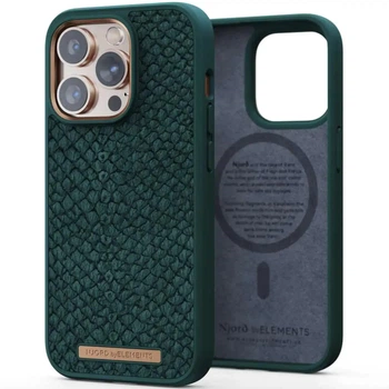 Чехол Elements Njord Salmon Leather Case для iPhone 14 Pro Max Green with MagSafe (NA44SL02)