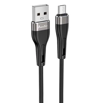 Кабель зарядки Avantis AC-81m Silicone USB to Micro USB (2.4A) (1M) для заряджання та синхронізації для смартфонів, планшетів, плеєрів, фотоапаратів Чорний