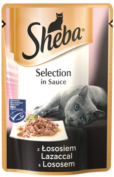 Вологий корм для котів Sheba Selection in Sauce з лососем у соусі 85 г (3065890096820)