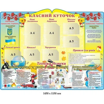 Стенд для школи Класний куточок 1450х1150 мм д-2145711