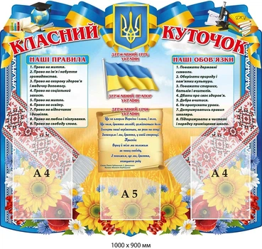 Шкільний стенд класний уголок 1000х900 мм д-2145684