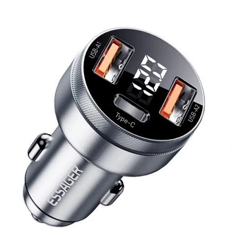 Автомобільний зарядний пристрій із швидкою зарядкою Essager Car Charger 2USB А+ Type-C 80W Метал (80006)