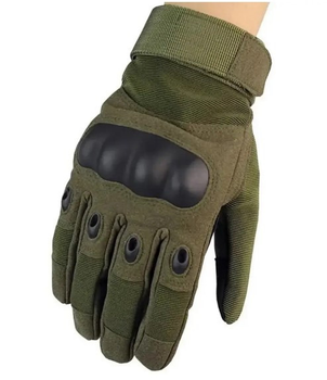 Універсальні тактичні повнопалі рукавички із захистом кісточок на флісі оливкові 800100-XL