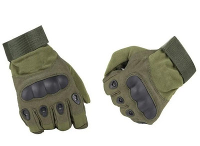 Універсальні тактичні захисні повнопалі рукавички із захистом кісточок олива 8001-М