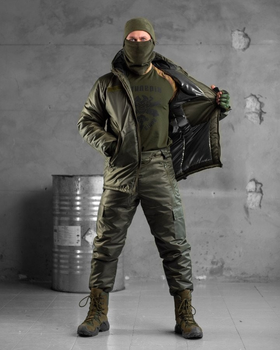 Тактический зимний теплый военный комплект SnowStorm ( Куртка + Штаны ), Камуфляж: Олива, Размер: L
