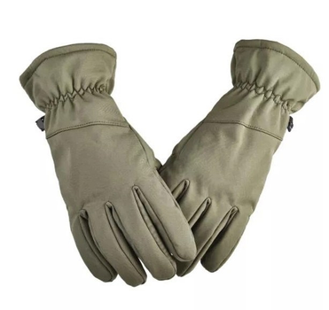 Водовідштовхувальні захисні вітрозахисні Softshell на флісі зимові рукавички Олива 9002-М