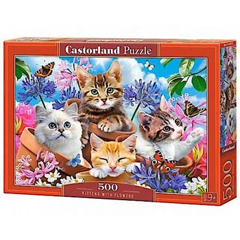 Пазл Castorland 500 эллементов Котята в цветах Kittens With Flowers B-53513